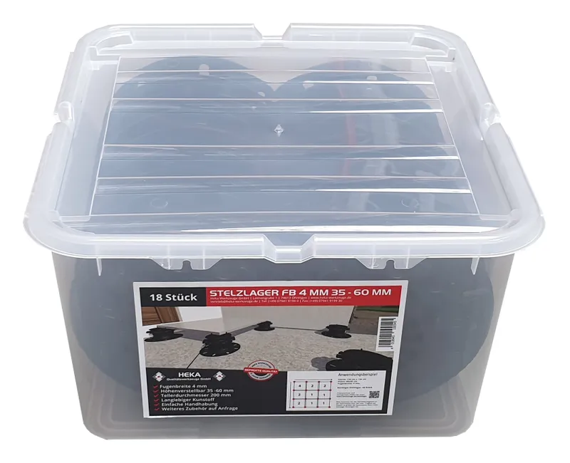Höhenverstellbares Stelzlager-Set 18 Stück FB 4 mm in praktischer Aufbewahrungsbox 0