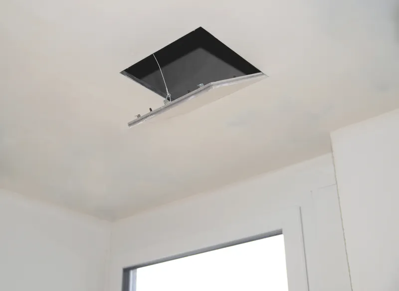 Inspection flap 350 x 350 mm aluminum/GK insert 12.5 mm 3