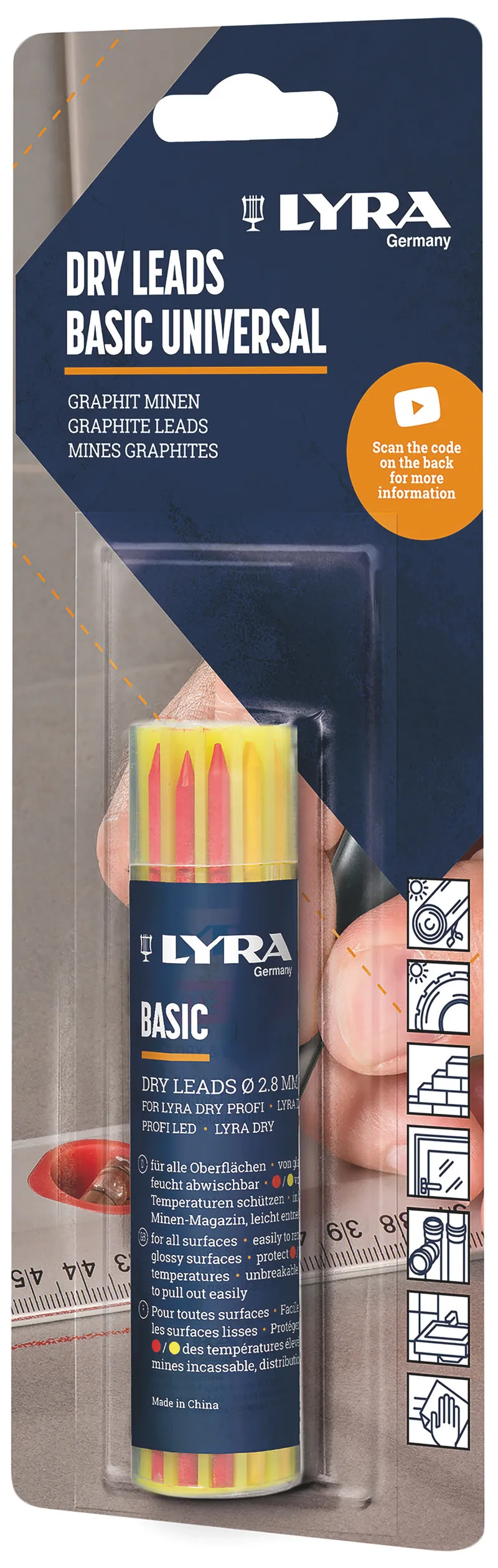 Lyra DRY Ersatzminen 12 Stk. farbig (6x graphit, 3x rot, 3x gelb) 1