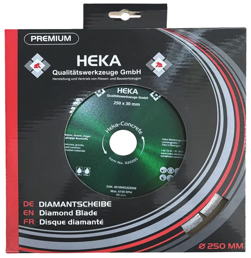 DTS Heka-Concrete, 250 mm, 30 mm inkl. Reduzierring 30 zu 25 & 25 zu 22,2 2