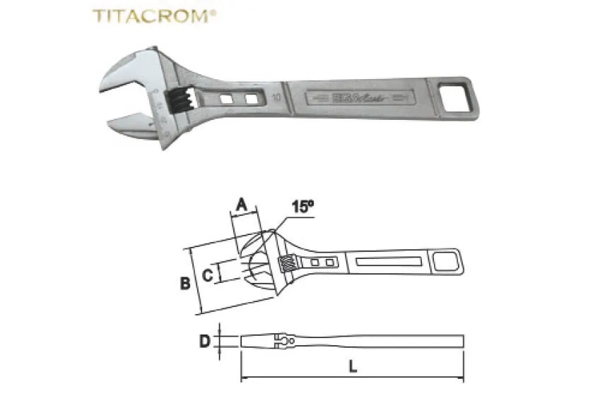 Clé à molette 15" chrome titane 0