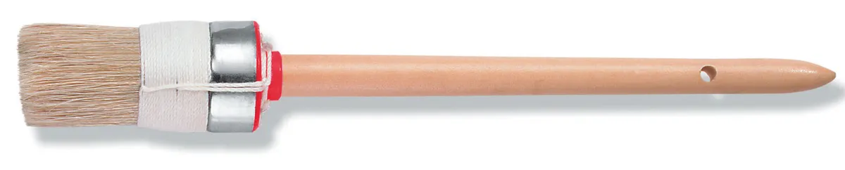 Ringpinsel Gr.10 helle Borste Holzstiel, vernickelter Ring 0