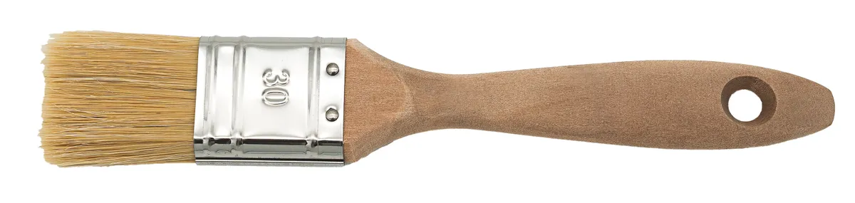 Lackierpinsel  30 mm helle China-Borste lackierter Holzstiel, vernickeltes Blech 0