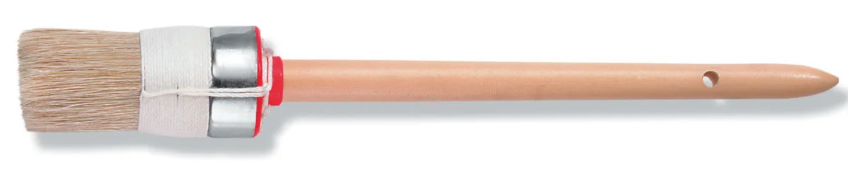 Ringpinsel Gr. 2 helle Borste Holzstiel, vernickelter Ring 0