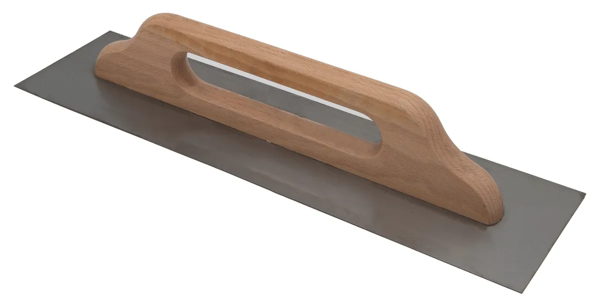 Schweizer Glättekelle 500x130 ohne Zahnung Stahl Holzgriff 0