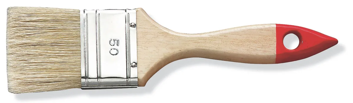 Lackierpinsel  70 mm helle China-Borste lackierter Holzstiel, Weißblechzwinge 0