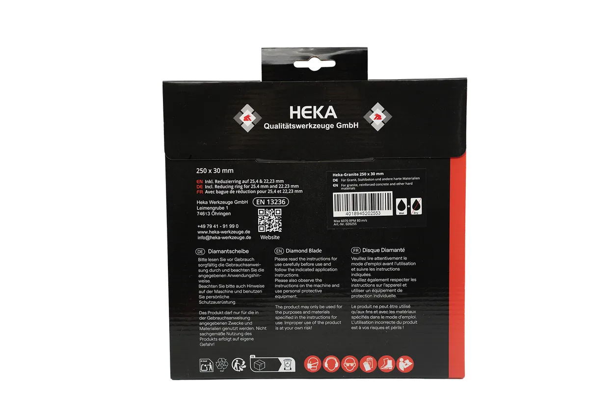 DTS Heka-Granite, 250 mm, 30 mm inkl. Reduzierring 30 zu 25 & 25 zu 22,2 3
