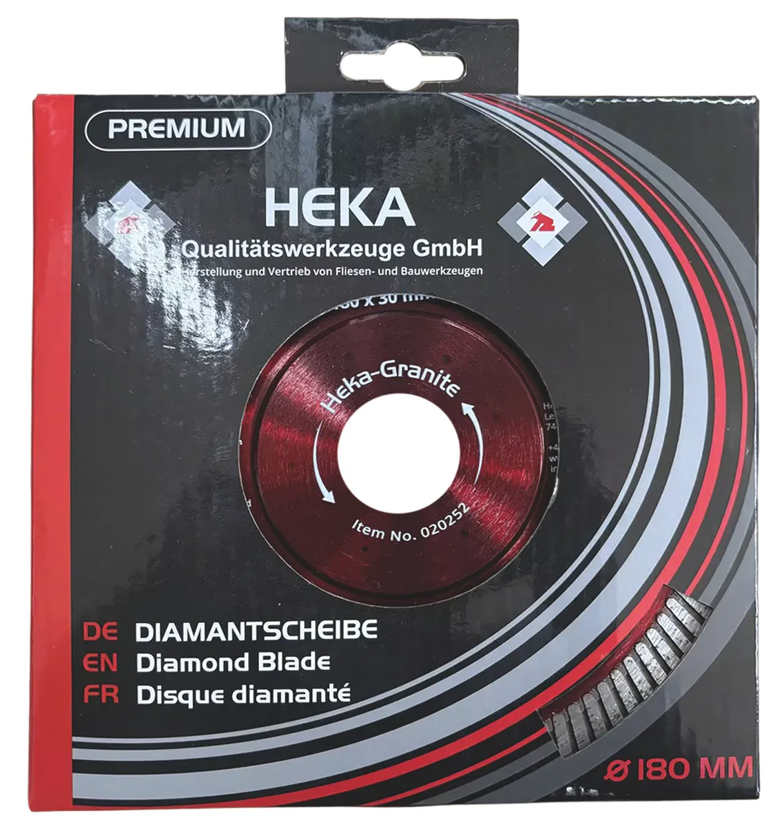 Diamant Trennscheibe Heka-Granite, 180 mm, 30 mm inkl. Reduzierring auf 25,4 & 22,23 mm 2