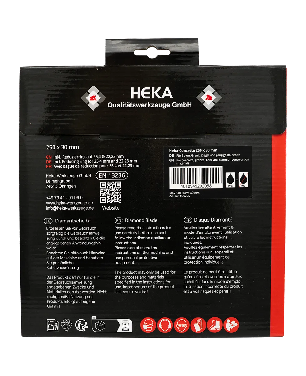 DTS Heka-Concrete, 250 mm, 30 mm inkl. Reduzierring 30 zu 25 & 25 zu 22,2 3