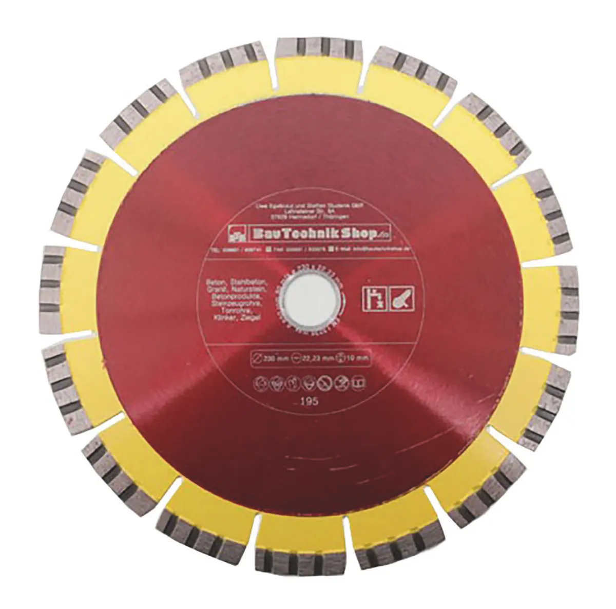 Diamant-Trennscheibe 115/22,2 mm Granit Geräuscharm rot metallic m. gelben Rand 0