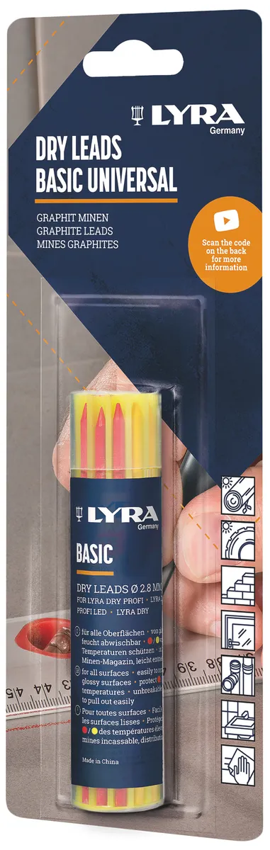 Lyra DRY Ersatzminen 12 Stk. farbig (6x graphit, 3x rot, 3x gelb) 1