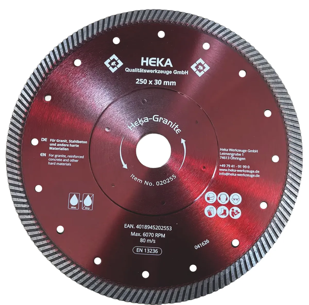 DTS Heka-Granite, 250 mm, 30 mm inkl. Reduzierring 30 zu 25 & 25 zu 22,2 0