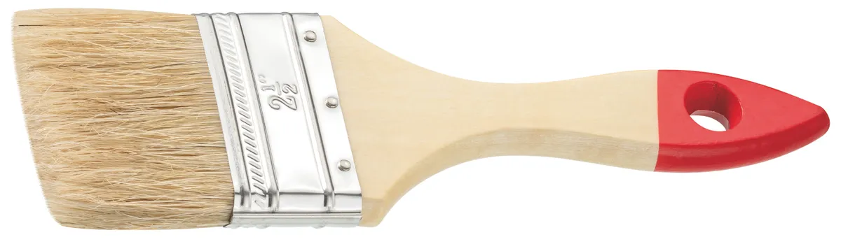 Lackierpinsel  60 mm helle China-Borste lackierter Holzstiel, Weißblechzwinge 0