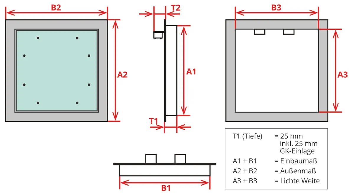 Revisionsklappe 200 x 200 mm Alu/GK 1