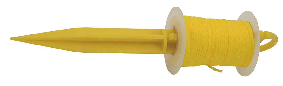 Richtschnur mit Steckstab Flechtschnur 2.0 mm x 30 m gelb 0