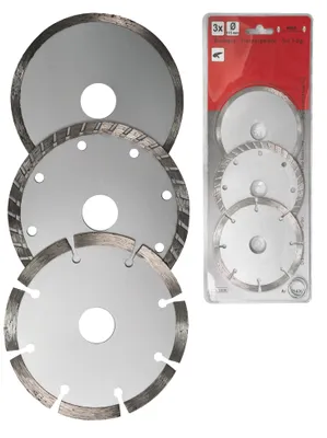 Diamant-Trennscheiben-Set 3-tlg. Ø 115 7x2x22,2 mm Vollrand,Segment,Turbo