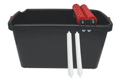 Waschboy 23 l schwarz Metallhalterung, 2 Noppenwaschrollen, 2 Laufrollen, o. Brett