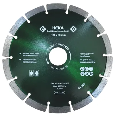 Diamant Trennscheibe Heka-Concrete, 180 mm, 30 mm inkl. Reduzierring auf 25,4 & 22,23 mm
