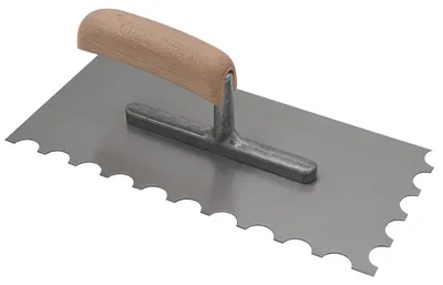 Glättekelle halbrund R10(H= 5.0) Stahl ZLB=10.0 mm/ZBB= 7.5 mm/ZLT= 5.0 mm
