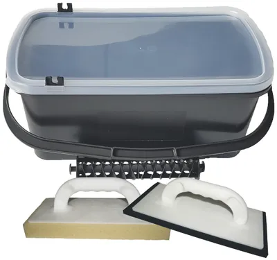 Wascheimer 10 l, schwarz mit Deckel, 1 Rolle, 2 Bretter